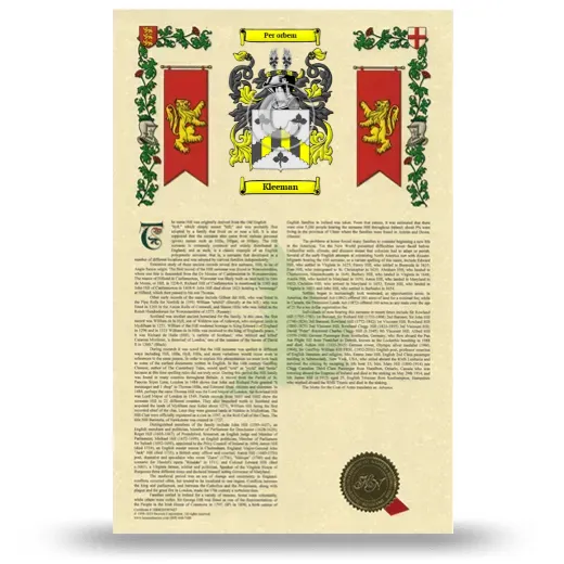 Kleeman Armorial History with Coat of Arms