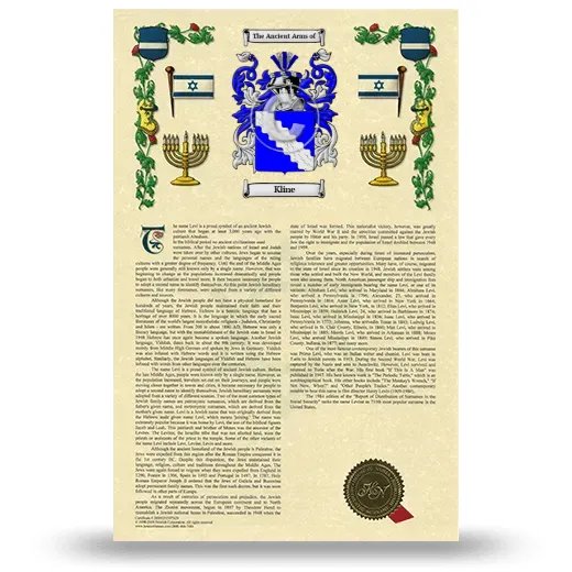Kline Armorial History with Coat of Arms