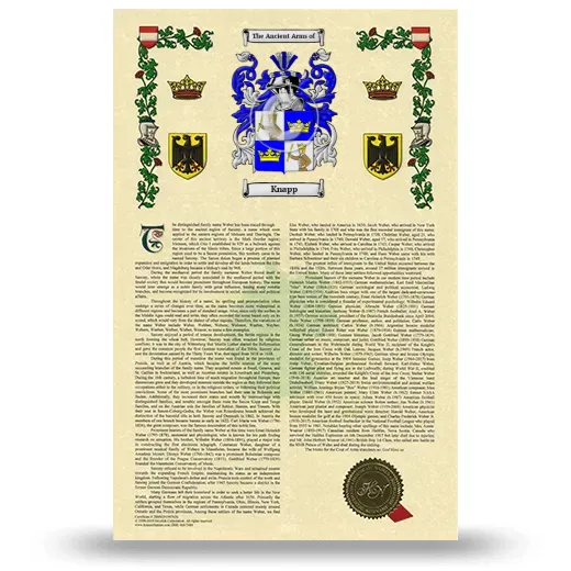 Knapp Armorial History with Coat of Arms