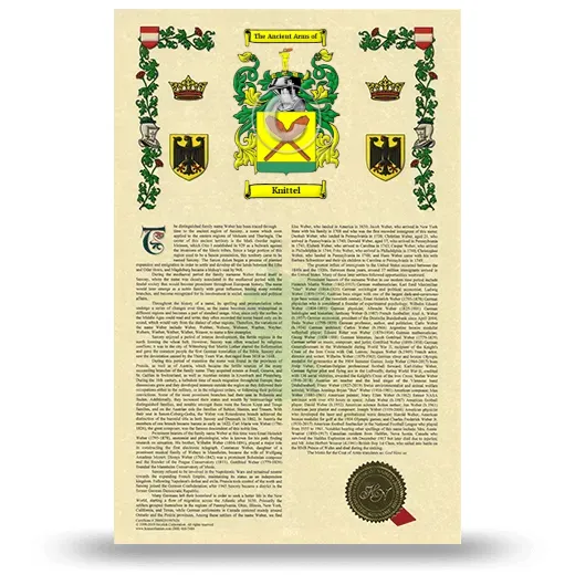 Knittel Armorial History with Coat of Arms