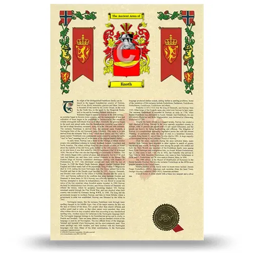 Knoth Armorial History with Coat of Arms