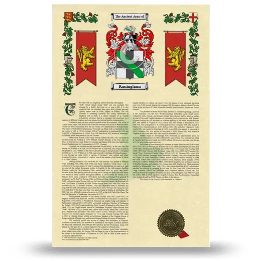 Knuingham Armorial History with Coat of Arms