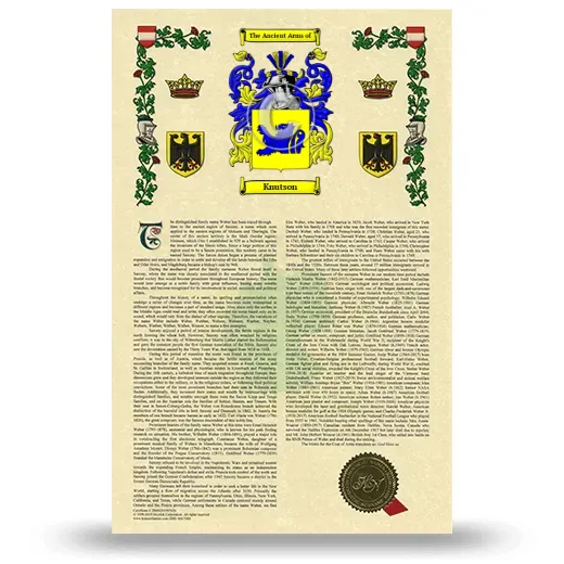 Knutson Armorial History with Coat of Arms