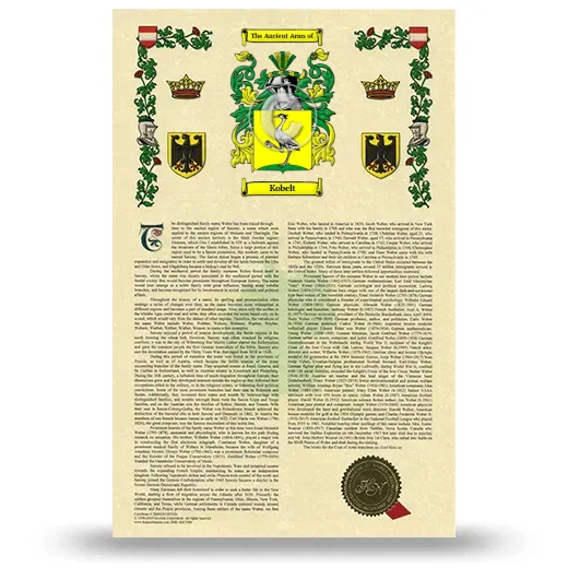 Kobelt Armorial History with Coat of Arms