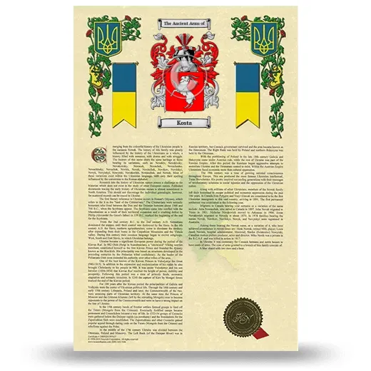 Kosta Armorial History with Coat of Arms