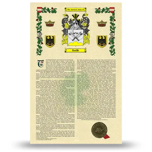 Kralik Armorial History with Coat of Arms