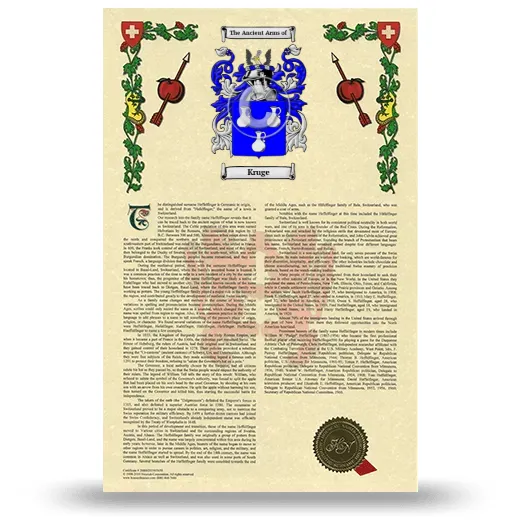 Kruge Armorial History with Coat of Arms