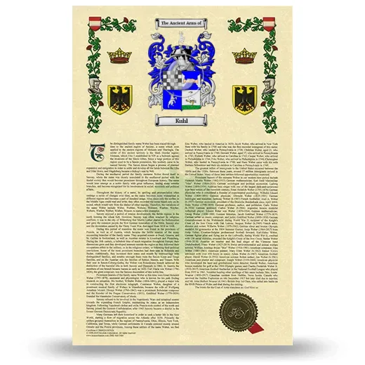 Kuhl Armorial History with Coat of Arms