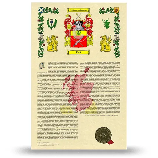 Kyrk Armorial History with Coat of Arms