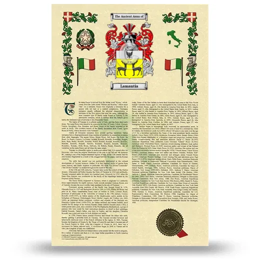 Lamantia Armorial History with Coat of Arms