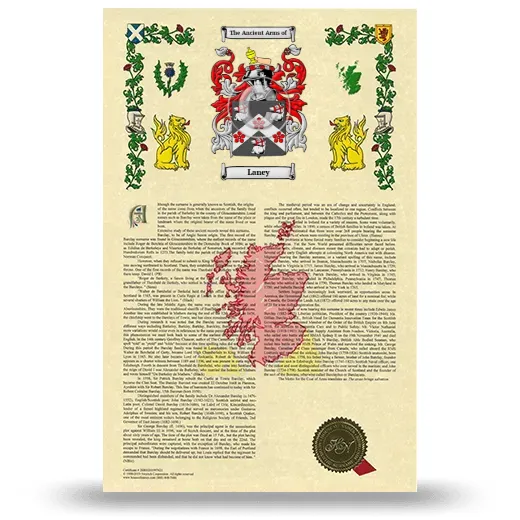 Laney Armorial History with Coat of Arms