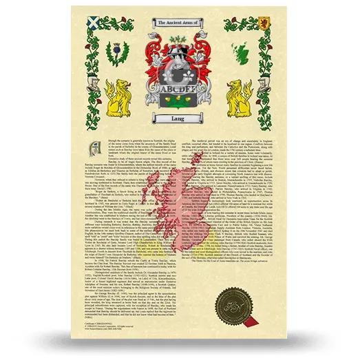 Lang Armorial History with Coat of Arms