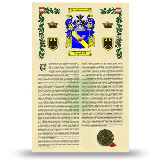 Langsdorff Armorial History with Coat of Arms