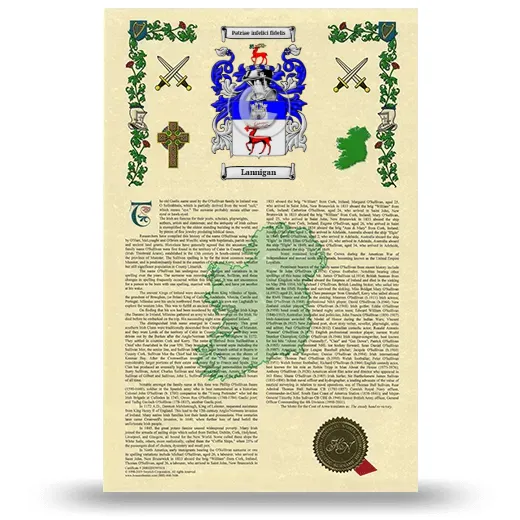Lannigan Armorial History with Coat of Arms