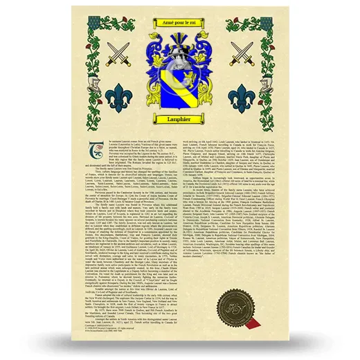 Lanphier Armorial History with Coat of Arms