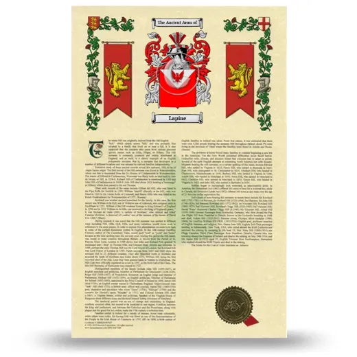 Lapine Armorial History with Coat of Arms