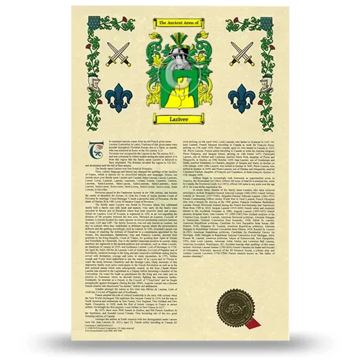 Larivee Armorial History with Coat of Arms