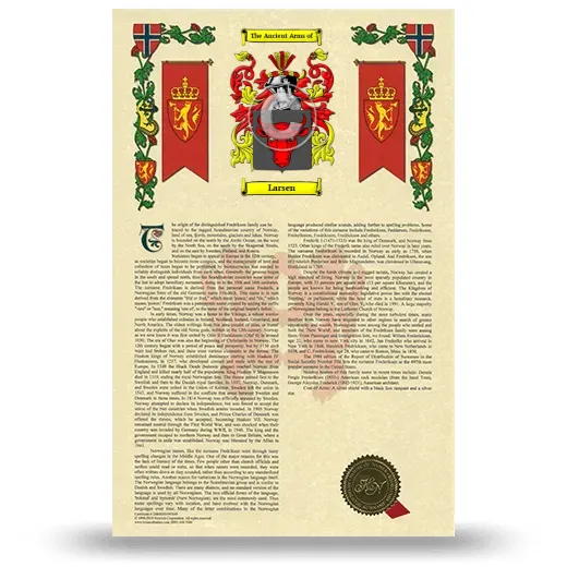 Larsen Armorial History with Coat of Arms