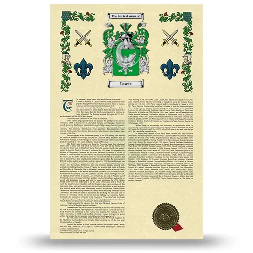 Lavoie Armorial History with Coat of Arms