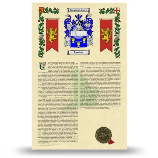 Lawless Armorial History with Coat of Arms