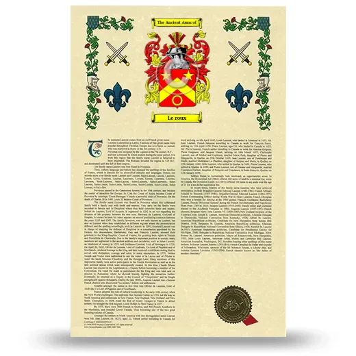 Le roux Armorial History with Coat of Arms