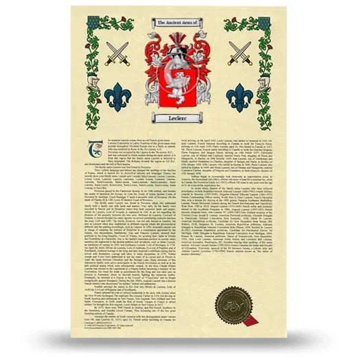 Leclerc Armorial History with Coat of Arms