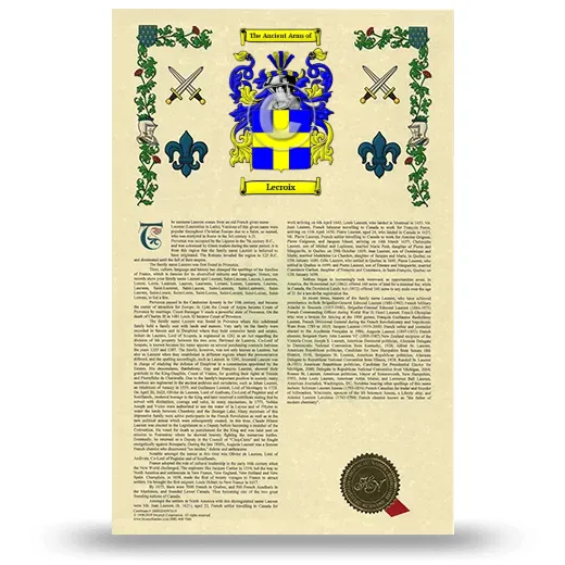 Lecroix Armorial History with Coat of Arms