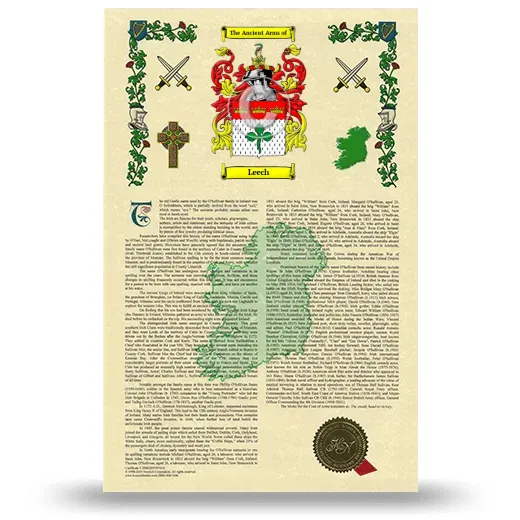 Leech Armorial History with Coat of Arms