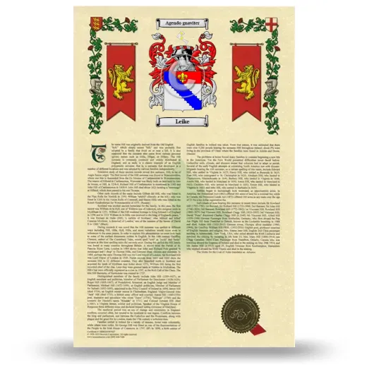 Leike Armorial History with Coat of Arms