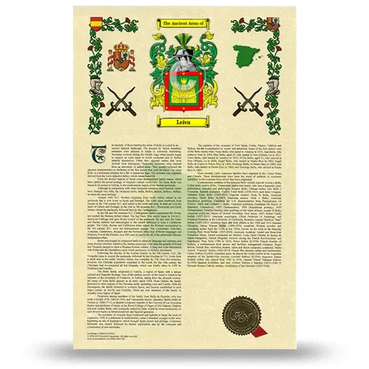 Leiva Armorial History with Coat of Arms
