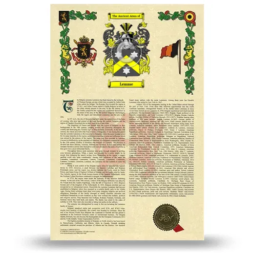 Lemme Armorial History with Coat of Arms