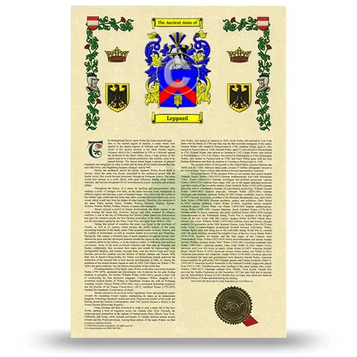 Leppard Armorial History with Coat of Arms