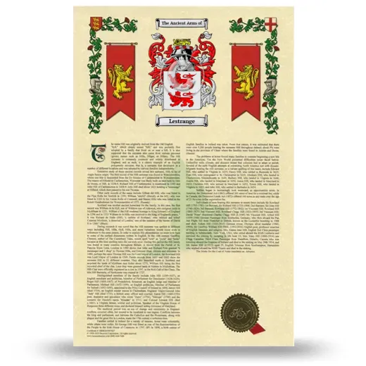 Lestrange Armorial History with Coat of Arms