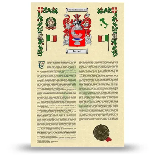 Lettieri Armorial History with Coat of Arms