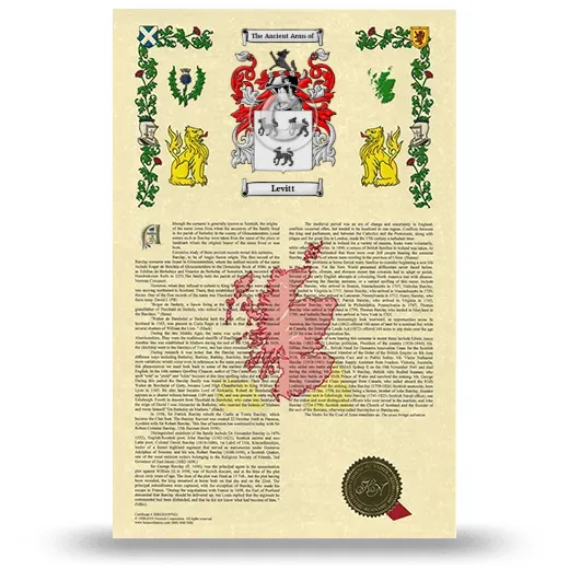 Levitt Armorial History with Coat of Arms