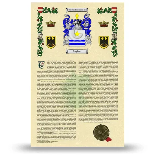 Leyher Armorial History with Coat of Arms