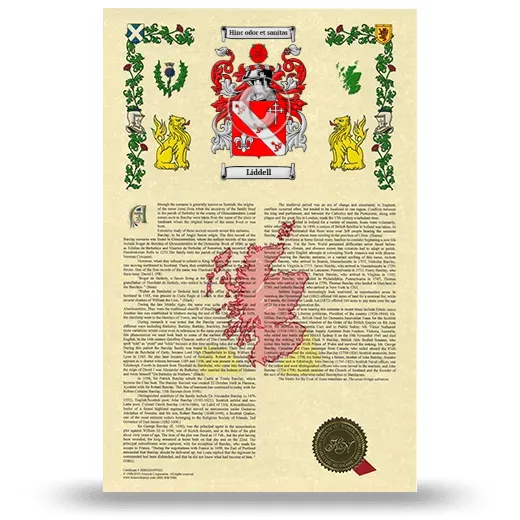 Liddell Armorial History with Coat of Arms