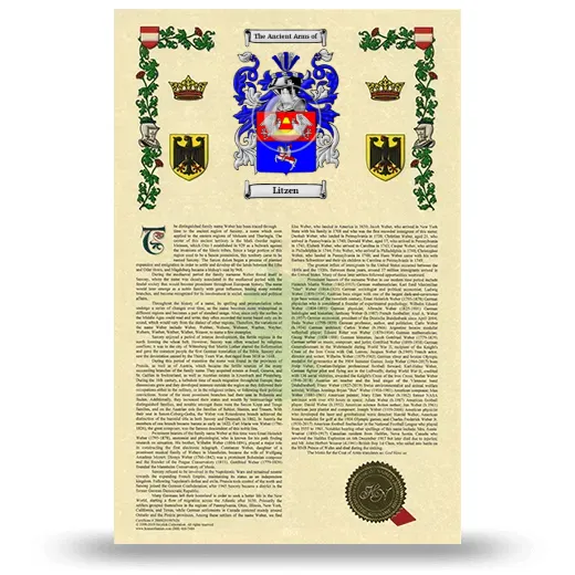 Litzen Armorial History with Coat of Arms