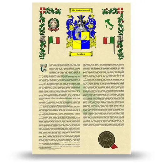 Lodico Armorial History with Coat of Arms