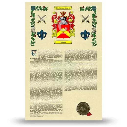 Lours Armorial History with Coat of Arms