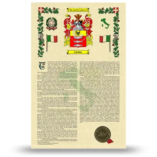 Lucian Armorial History with Coat of Arms