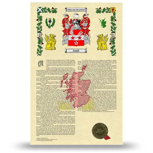 Lumb Armorial History with Coat of Arms