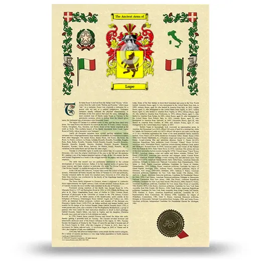 Lupe Armorial History with Coat of Arms