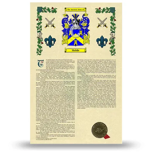 Mabile Armorial History with Coat of Arms