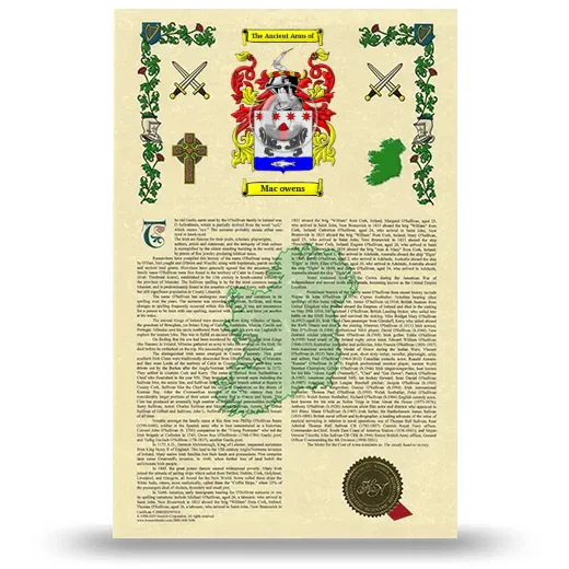 Mac owens Armorial History with Coat of Arms