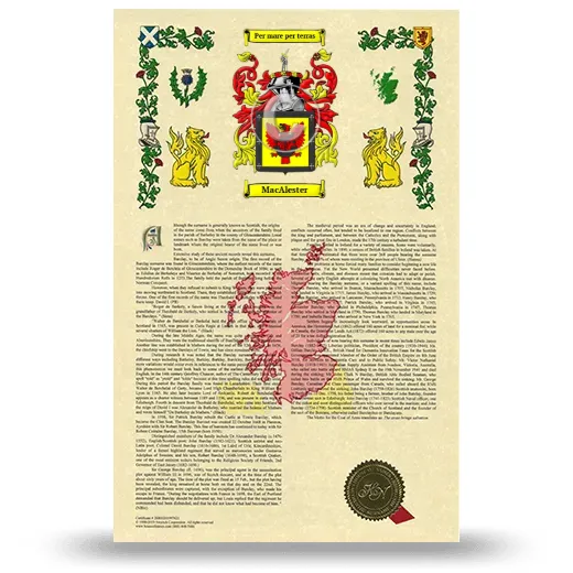 MacAlester Armorial History with Coat of Arms