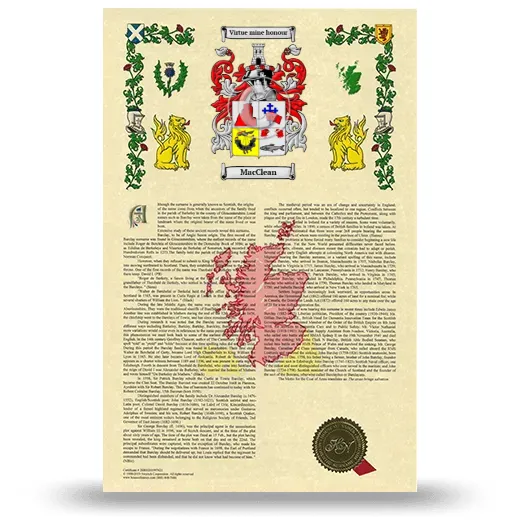MacClean Armorial History with Coat of Arms
