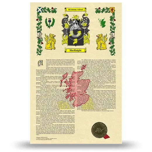 MacKnight Armorial History with Coat of Arms
