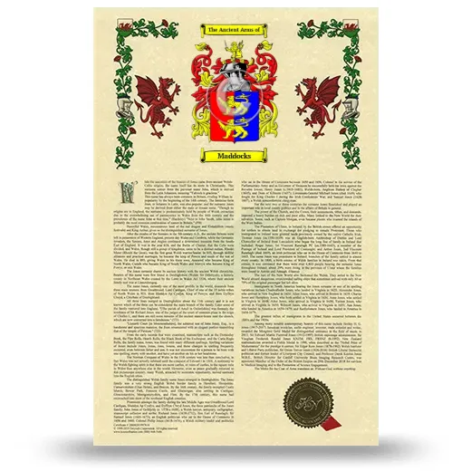 Maddocks Armorial History with Coat of Arms