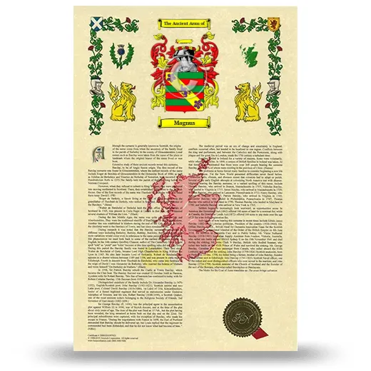Magnus Armorial History with Coat of Arms